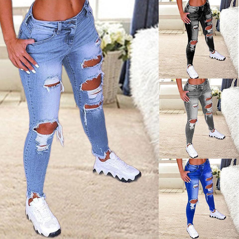 Brushed Denim Cargo Pants for Women - Stretchy, Stylish, and Versatile Fit